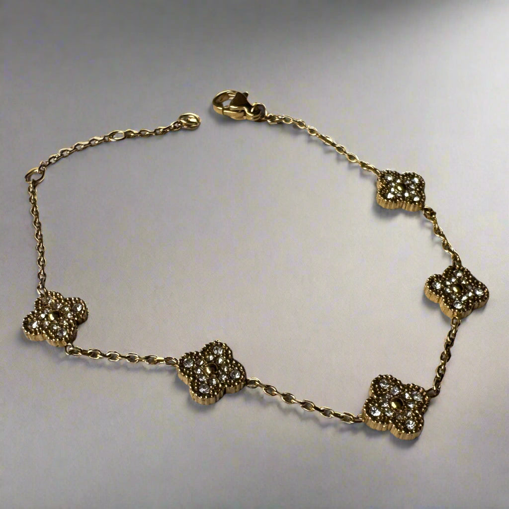 Studded Clover Gold Bracelet