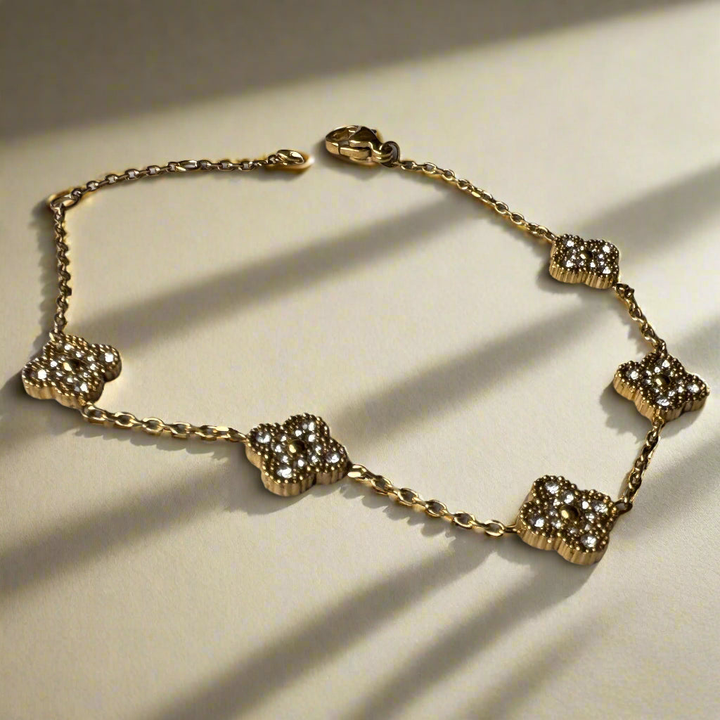 Studded Clover Gold Bracelet