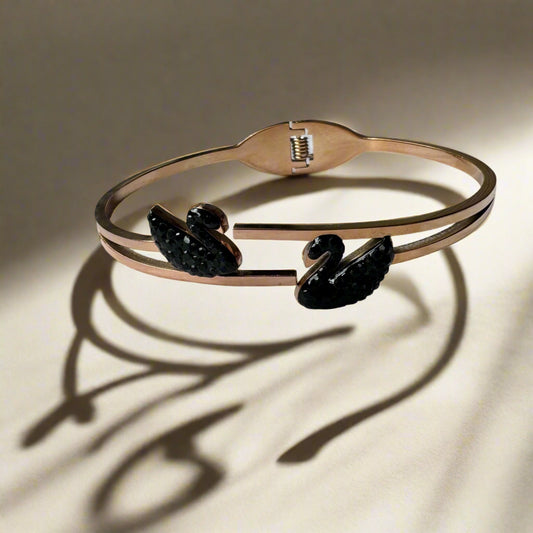 Rose Gold Black Swan Bracelet