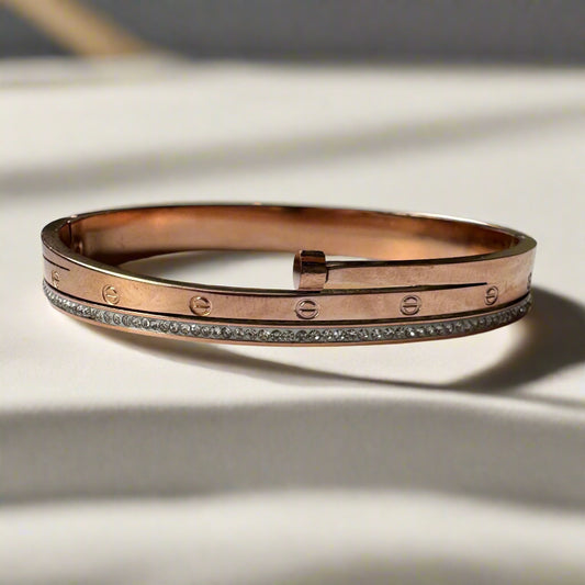 Rose Gold Studded Cartier Nail Bracelet