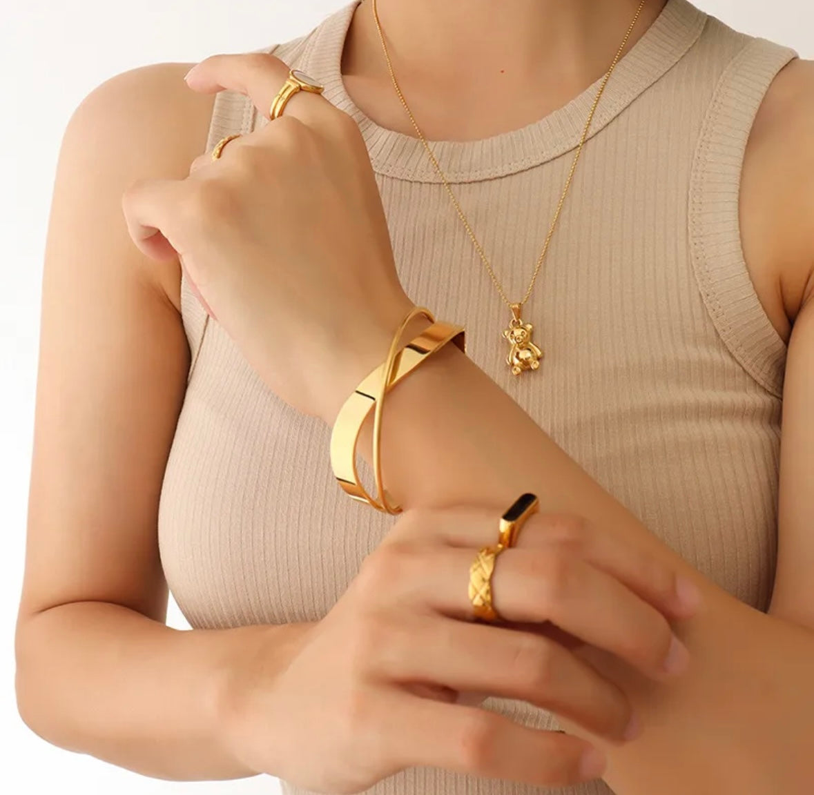 Abstract Golden Cuff Bracelet