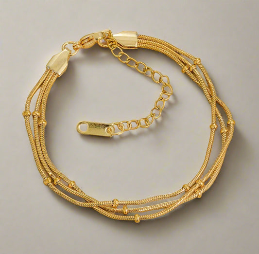 Princess Beaded Golden Chain Bracelet